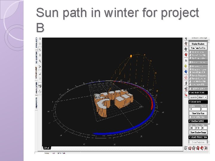 Sun path in winter for project B 