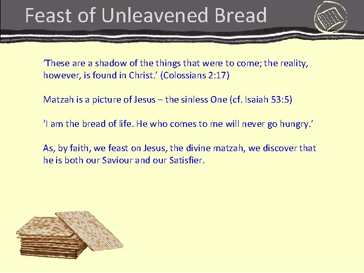 Feast of Unleavened Bread ‘These are a shadow of the things that were to