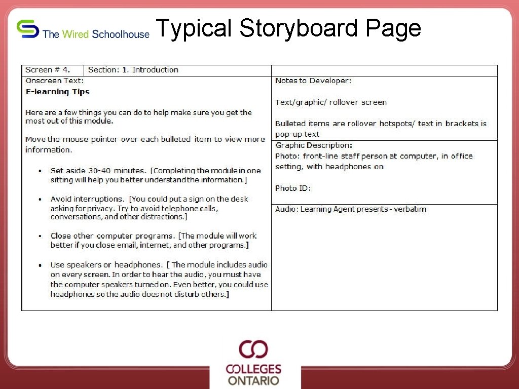 Typical Storyboard Page 