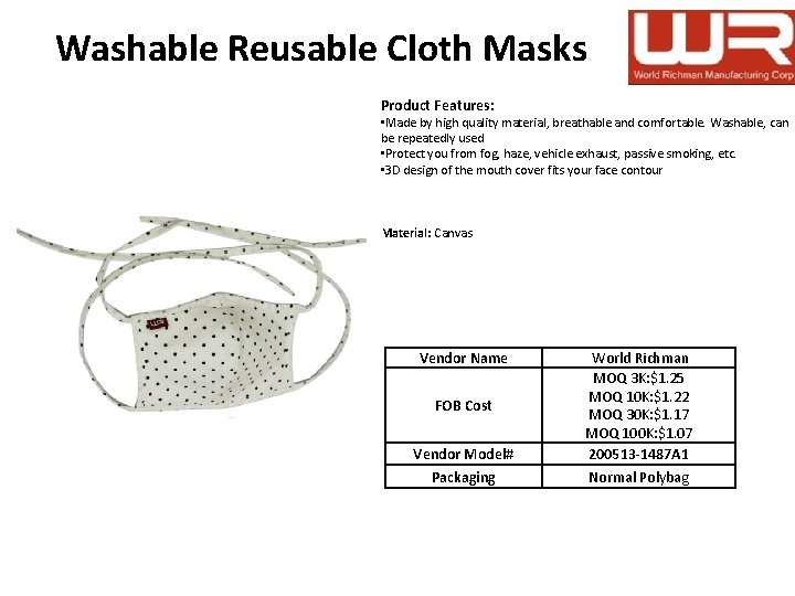 Washable Reusable Cloth Masks Product Features: • Made by high quality material, breathable and