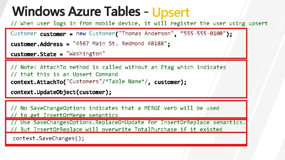 Upsert // When user logs in from mobile device, it will register the user