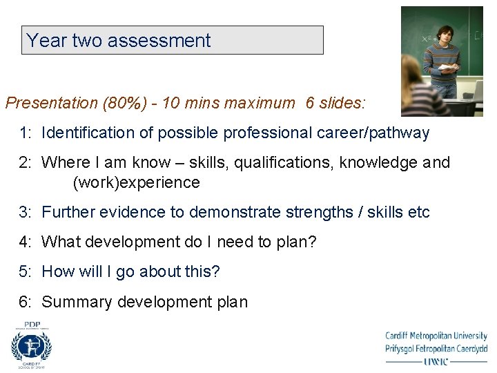 Year two assessment Presentation (80%) - 10 mins maximum 6 slides: 1: Identification of