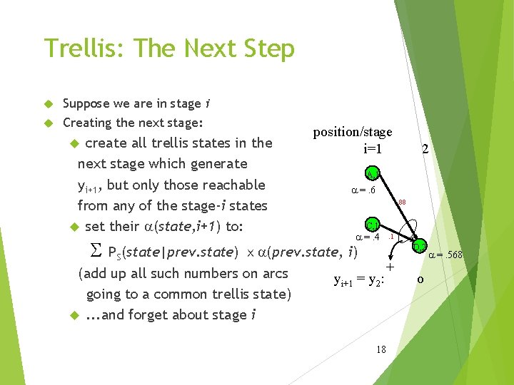 Trellis: The Next Step Suppose we are in stage i Creating the next stage: