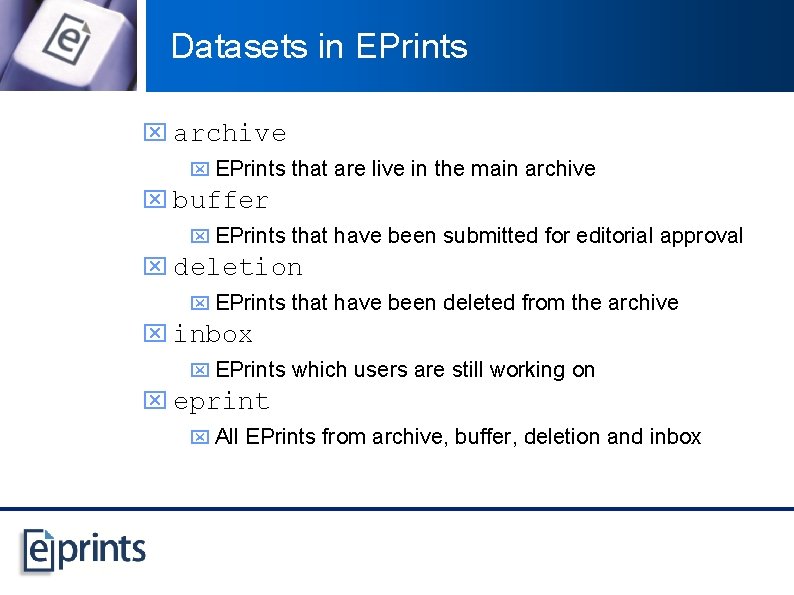 Datasets in EPrints x archive x EPrints that are live in the main archive