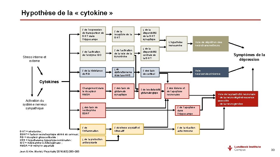 Hypothèse de la « cytokine » ↑ de l’expression du transporteur de 5 -HT