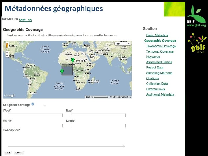 Métadonnées géographiques 