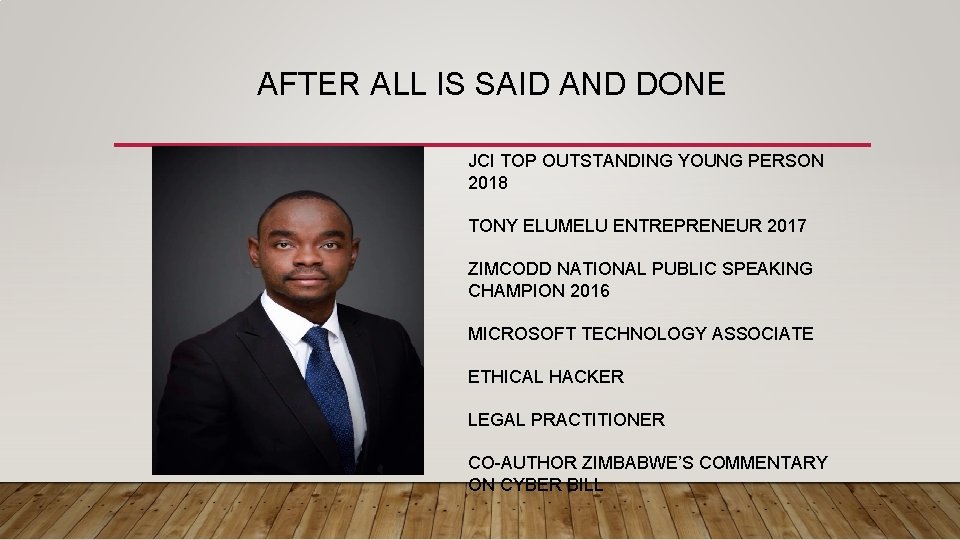 AFTER ALL IS SAID AND DONE JCI TOP OUTSTANDING YOUNG PERSON 2018 TONY ELUMELU