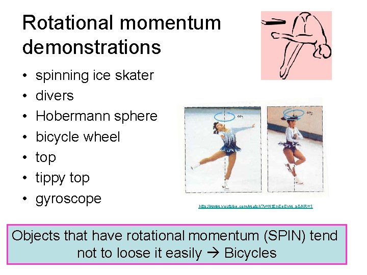 Rotational momentum demonstrations • • spinning ice skater divers Hobermann sphere bicycle wheel top