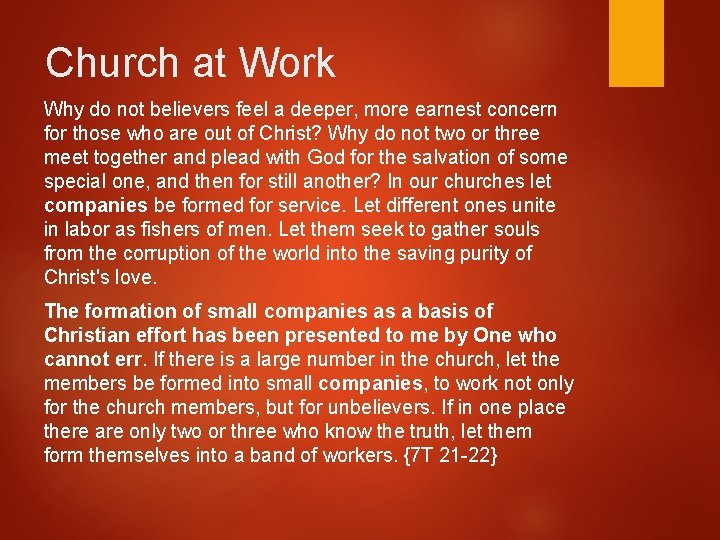 Church at Work Why do not believers feel a deeper, more earnest concern for