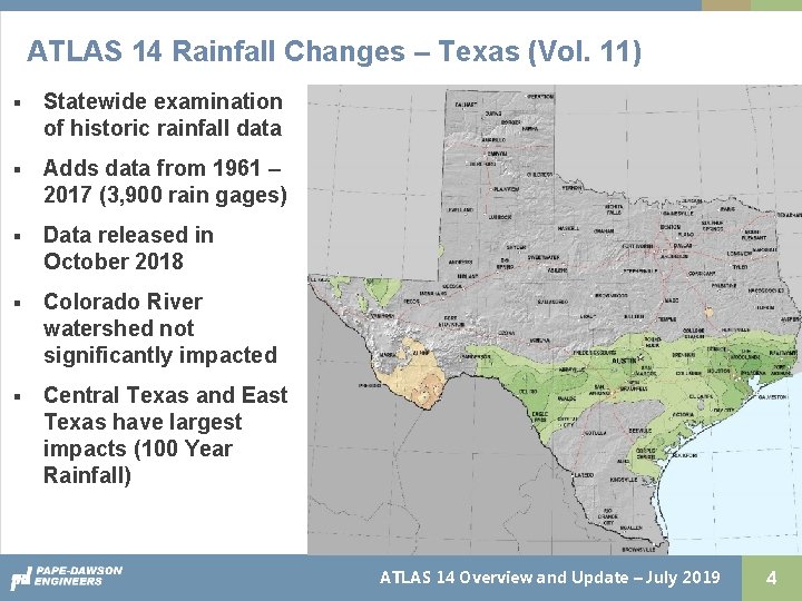 ATLAS 14 Rainfall Changes – Texas (Vol. 11) § Statewide examination of historic rainfall