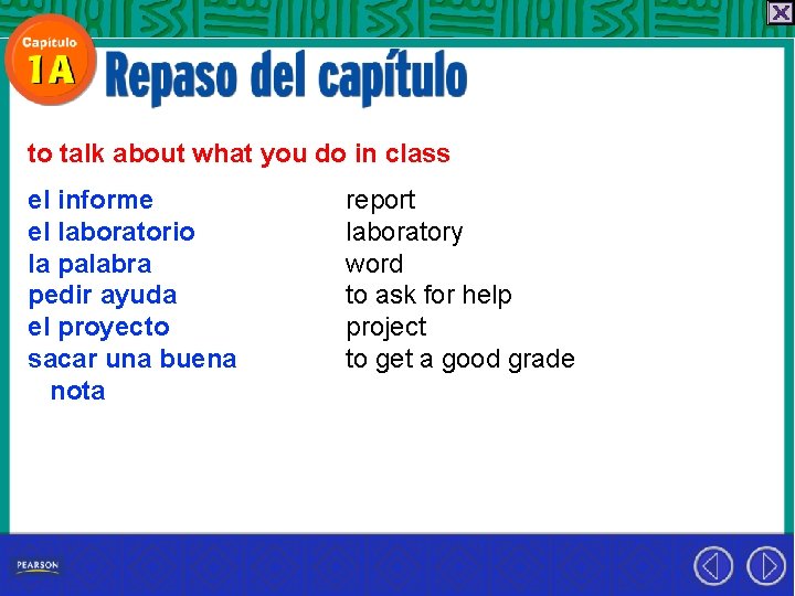 to talk about what you do in class el informe el laboratorio la palabra