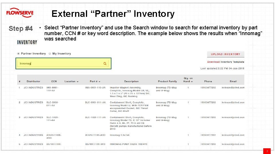 External “Partner” Inventory Step #4 • Select “Partner Inventory” and use the Search window