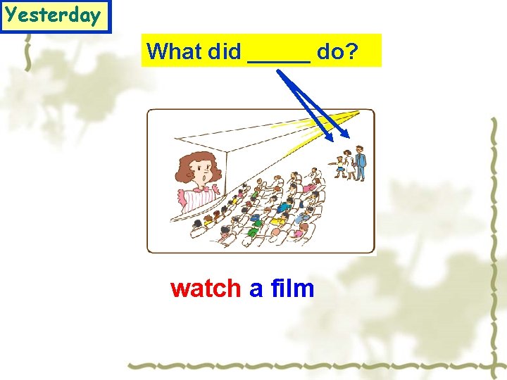Yesterday What did _____ do? watch a film 