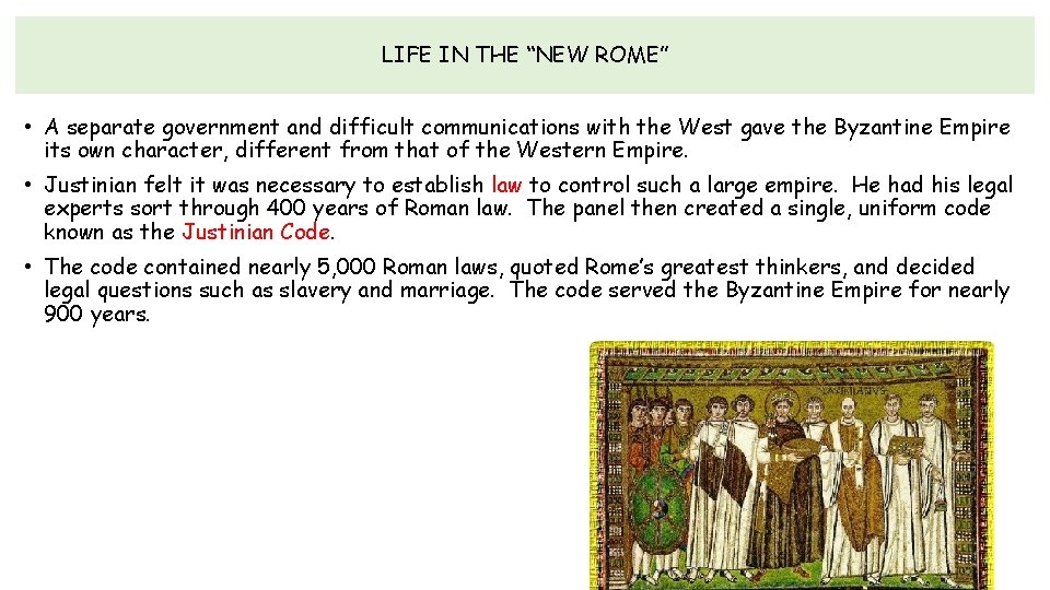 LIFE IN THE “NEW ROME” • A separate government and difficult communications with the