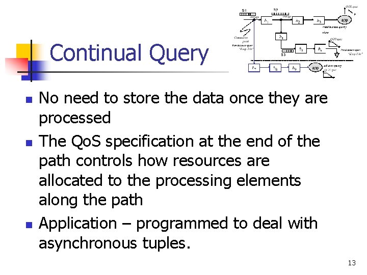 Continual Query n n n No need to store the data once they are