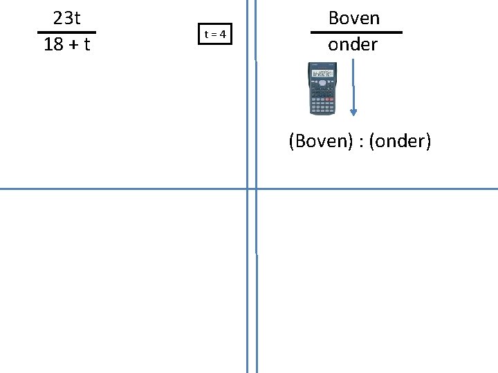 23 t 18 + t t=4 Boven onder (Boven) : (onder) 