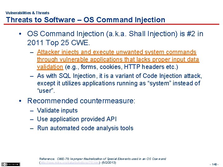 Vulnerabilities & Threats to Software – OS Command Injection • OS Command Injection (a.