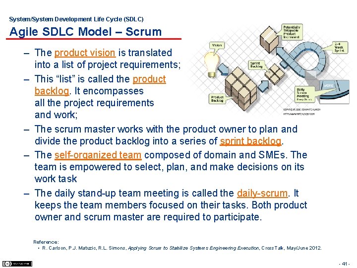 System/System Development Life Cycle (SDLC) Agile SDLC Model – Scrum – The product vision