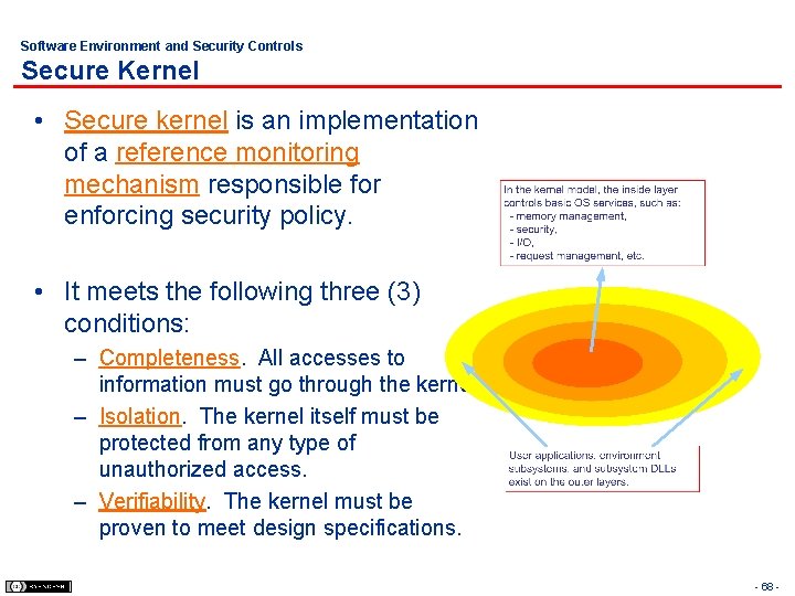 Software Environment and Security Controls Secure Kernel • Secure kernel is an implementation of