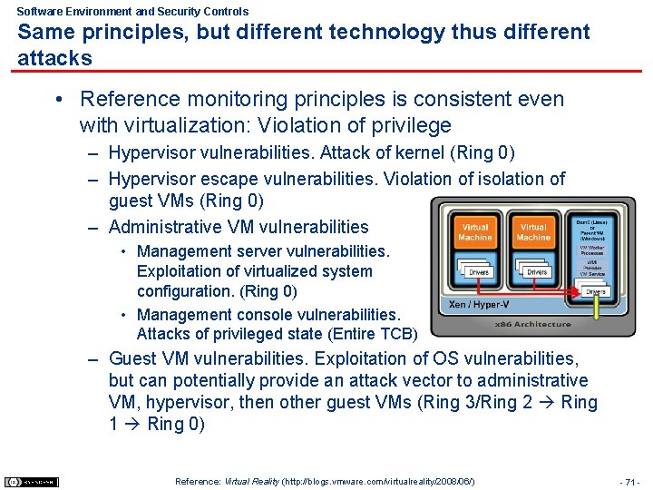 Software Environment and Security Controls Same principles, but different technology thus different attacks •