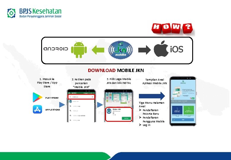 DOWNLOAD MOBILE JKN 1. Masuk ke Play Store / App Store 2. Ketikan pada