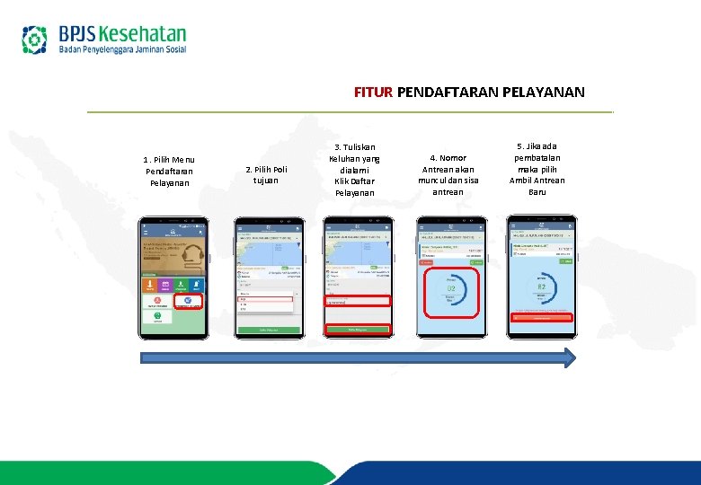 FITUR PENDAFTARAN PELAYANAN 1. Pilih Menu Pendaftaran Pelayanan 2. Pilih Poli tujuan 3. Tuliskan