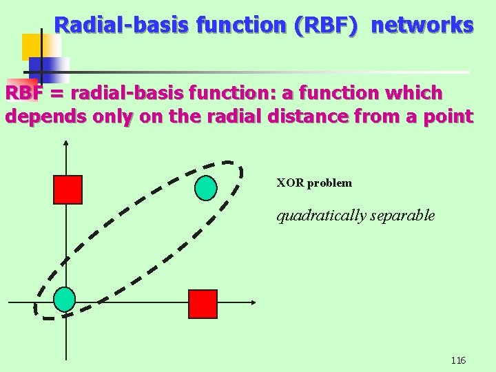 Radial-basis function (RBF) networks RBF = radial-basis function: a function which depends only on