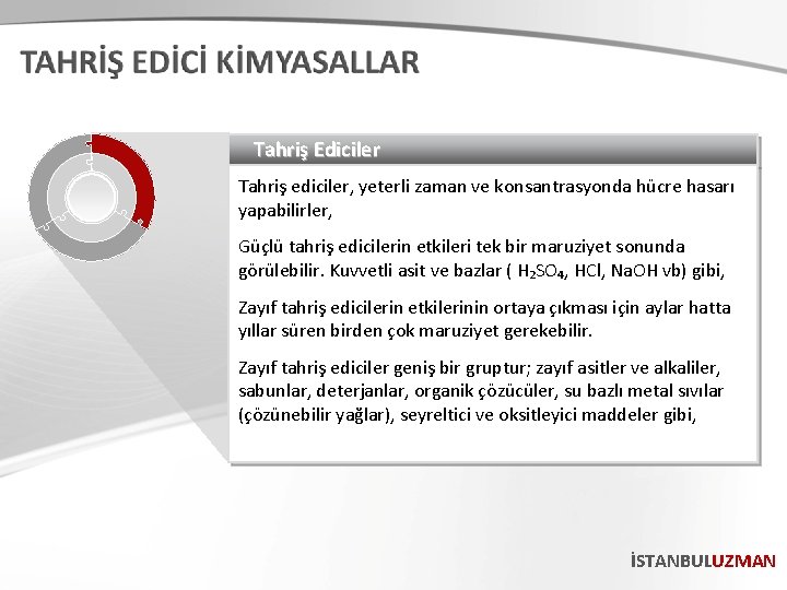 Tahriş Ediciler Tahriş ediciler, yeterli zaman ve konsantrasyonda hücre hasarı yapabilirler, Güçlü tahriş edicilerin