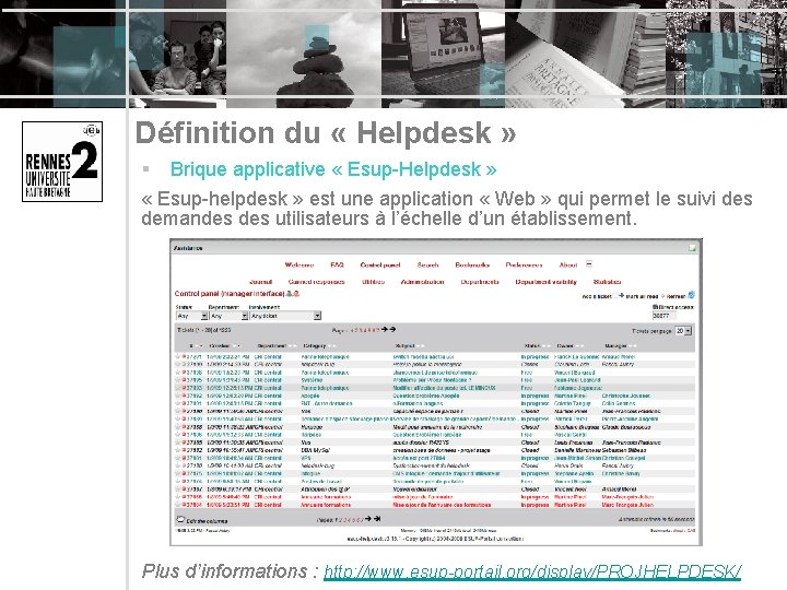 Définition du « Helpdesk » § Brique applicative « Esup-Helpdesk » « Esup-helpdesk »