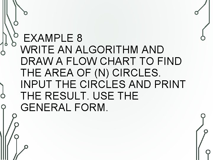 EXAMPLE 8 WRITE AN ALGORITHM AND DRAW A FLOW CHART TO FIND THE AREA