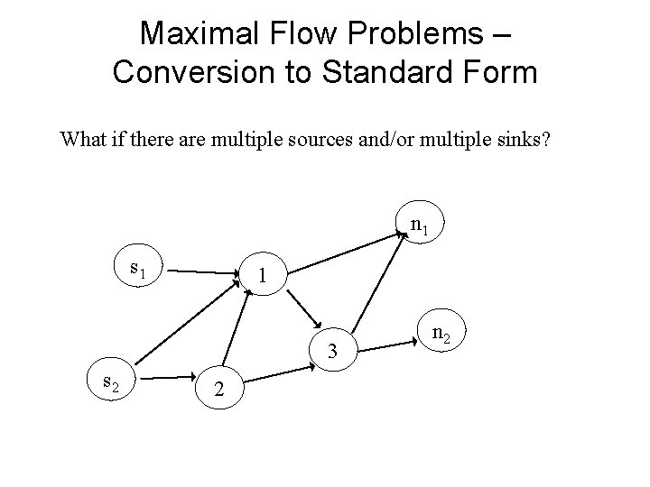 Maximal Flow Problems – Conversion to Standard Form What if there are multiple sources Maximal Flow Problems – Conversion to Standard Form What if there are multiple sources
