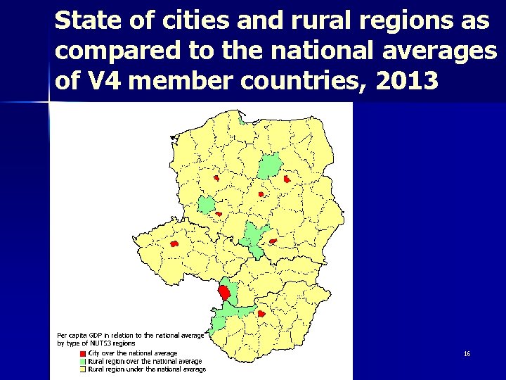 State of cities and rural regions as compared to the national averages of V