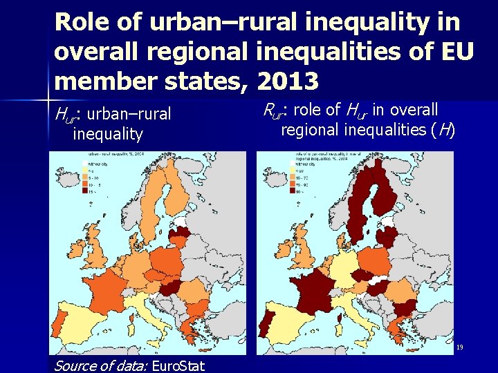 Role of urban–rural inequality in overall regional inequalities of EU member states, 2013 Hur: