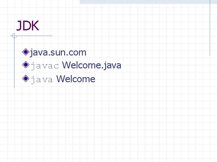 JDK java. sun. com javac Welcome. java Welcome 
