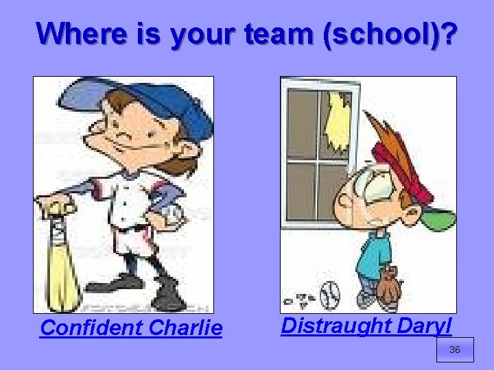 Where is your team (school)? Confident Charlie Distraught Daryl 36 