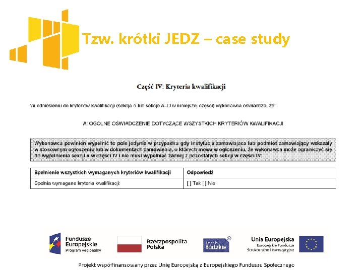 Tzw. krótki JEDZ – case study 