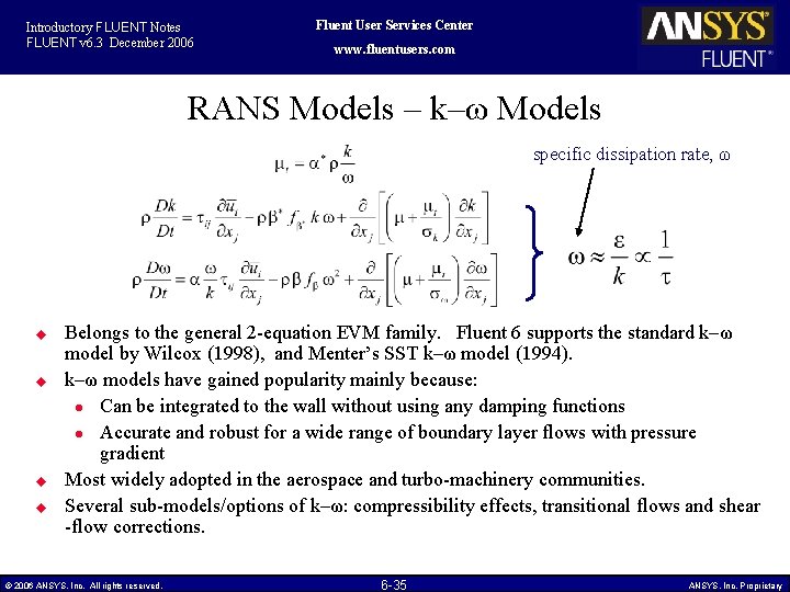 Introductory FLUENT Notes FLUENT v 6. 3 December 2006 Fluent User Services Center www.