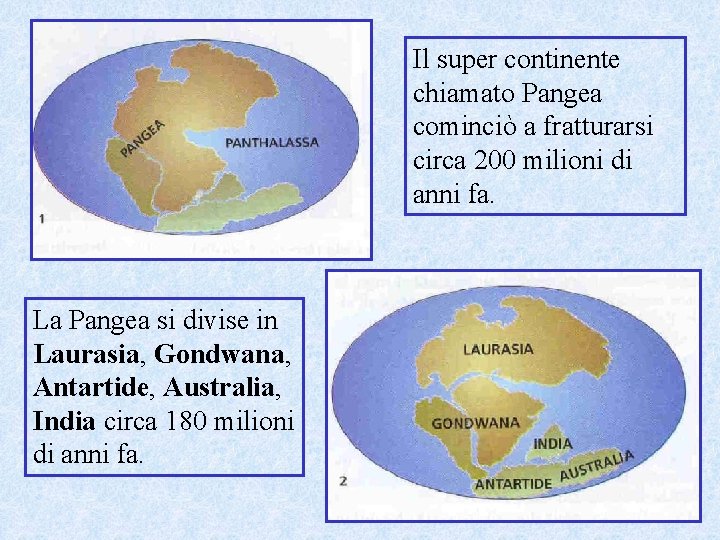 Il super continente chiamato Pangea cominciò a fratturarsi circa 200 milioni di anni fa.