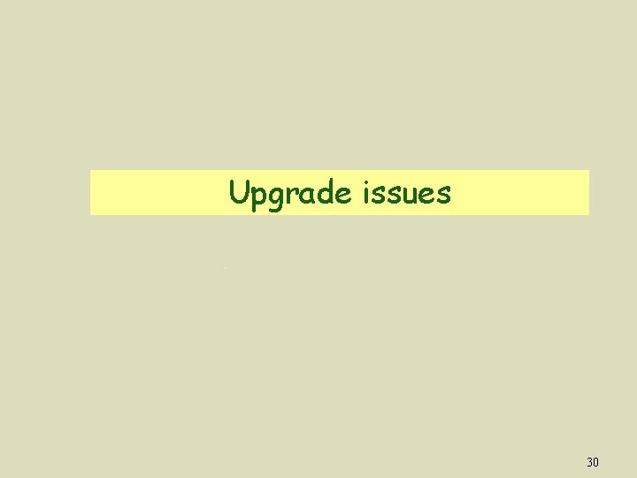 Upgrade issues 30 