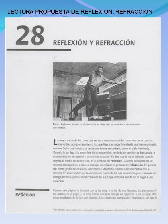 LECTURA PROPUESTA DE REFLEXION, REFRACCION 