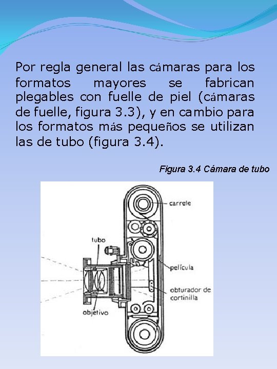 Por regla general las cámaras para los formatos mayores se fabrican plegables con fuelle