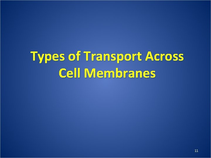 Types of Transport Across Cell Membranes 11 