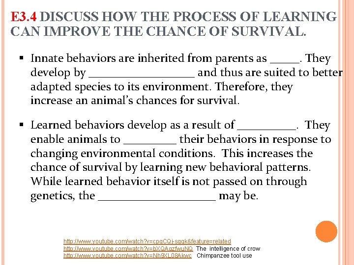 E 3. 4 DISCUSS HOW THE PROCESS OF LEARNING CAN IMPROVE THE CHANCE OF