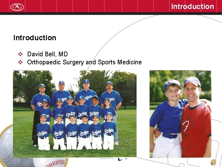 Introduction v David Bell, MD v Orthopaedic Surgery and Sports Medicine 2 