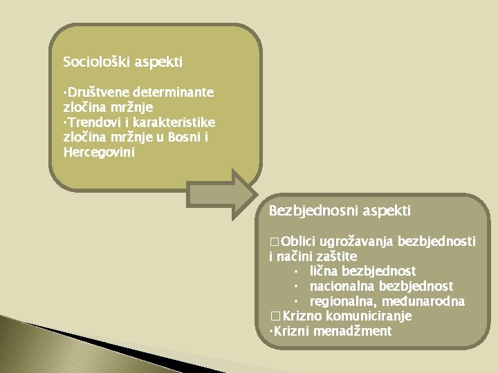 Sociološki aspekti • Društvene determinante zločina mržnje • Trendovi i karakteristike zločina mržnje u