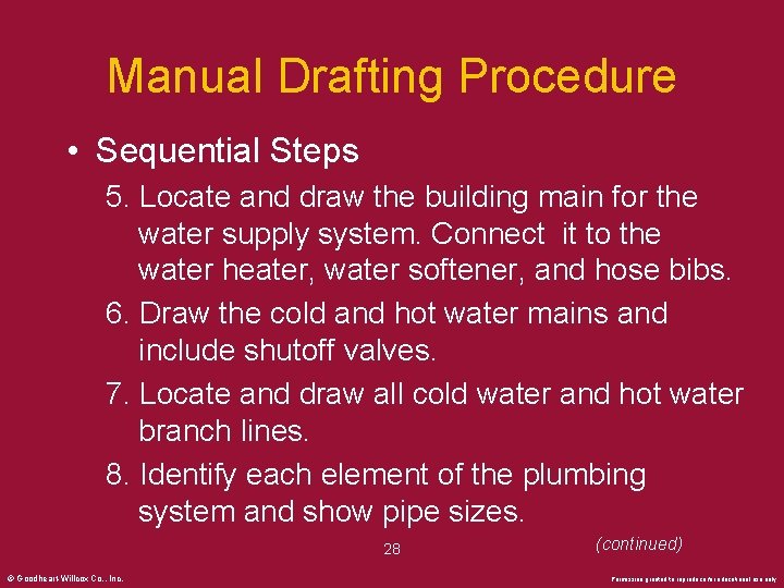 Manual Drafting Procedure • Sequential Steps 5. Locate and draw the building main for