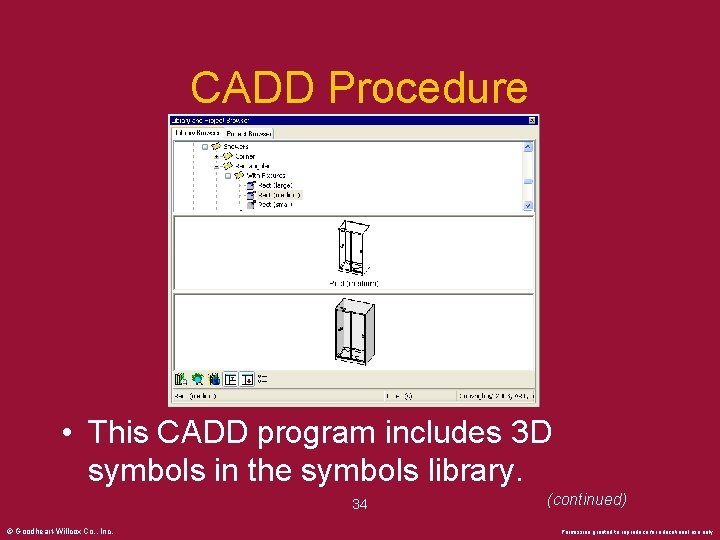 CADD Procedure • This CADD program includes 3 D symbols in the symbols library.