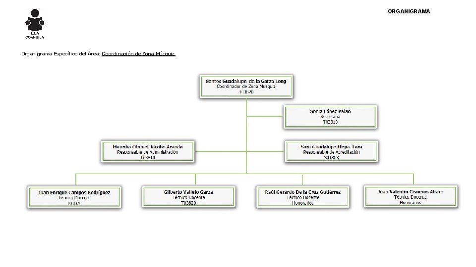ORGANIGRAMA Organigrama Específico del Área: Coordinación de Zona Múzquiz 