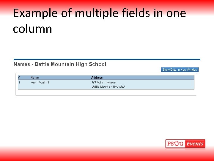 Example of multiple fields in one column 