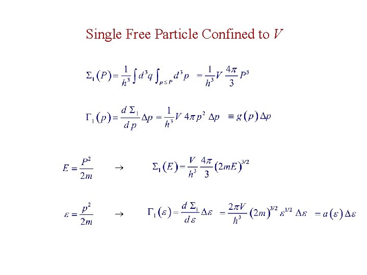 Single Free Particle Confined to V 